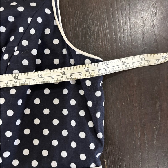 Tahari Navy Blue And White Polka Dot Sleeveless Dress Sheath Size 8 Petite - Picture 11 of 13